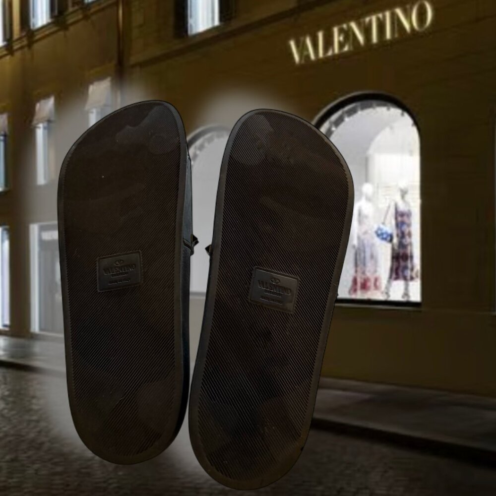 Men's Valentino Slides size 12 Black Studded - Picture 5 of 5